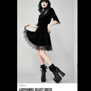 Dolls Kill Ladyhawke black velvet dress XL